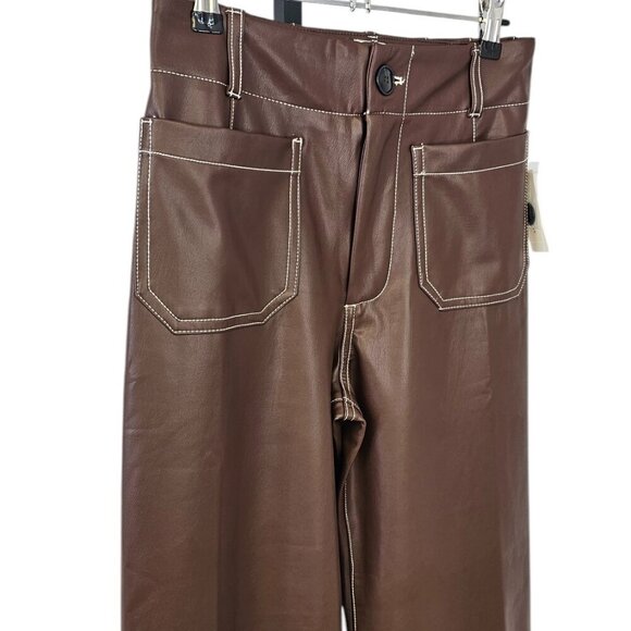 Anthropologie Maeve The Colette Crop Wide-Leg Pants, Faux-Leather Top-Stitch, 26 - Picture 10 of 10